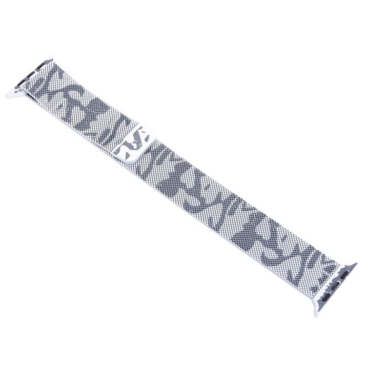 Für Apple Watch Serie 3 / 2 / 1 42mm Musterdruck Metall Milanese Armband - Tarnung / Hellgrau-5