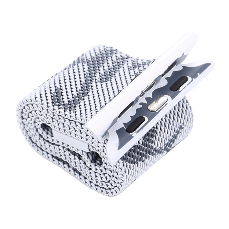 Für Apple Watch Serie 3 / 2 / 1 42mm Musterdruck Metall Milanese Armband - Tarnung / Hellgrau-6