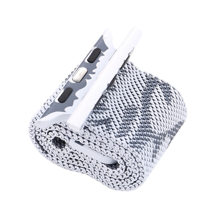 Für Apple Watch Serie 3 / 2 / 1 42mm Musterdruck Metall Milanese Armband - Tarnung / Hellgrau-7