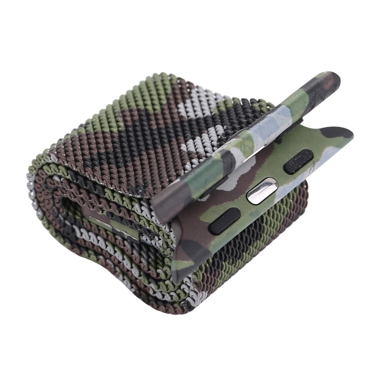 For Apple Watch Series 4 44mm, Series 3 / 2 / 1 42mm Pattern Printing Metal Milanese Wrist Watch Strap - Camouflage / Army Green-5