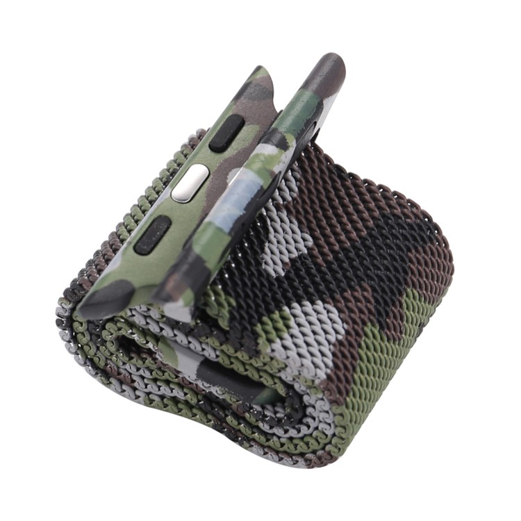 For Apple Watch Series 4 44mm, Series 3 / 2 / 1 42mm Pattern Printing Metal Milanese Wrist Watch Strap - Camouflage / Army Green-6