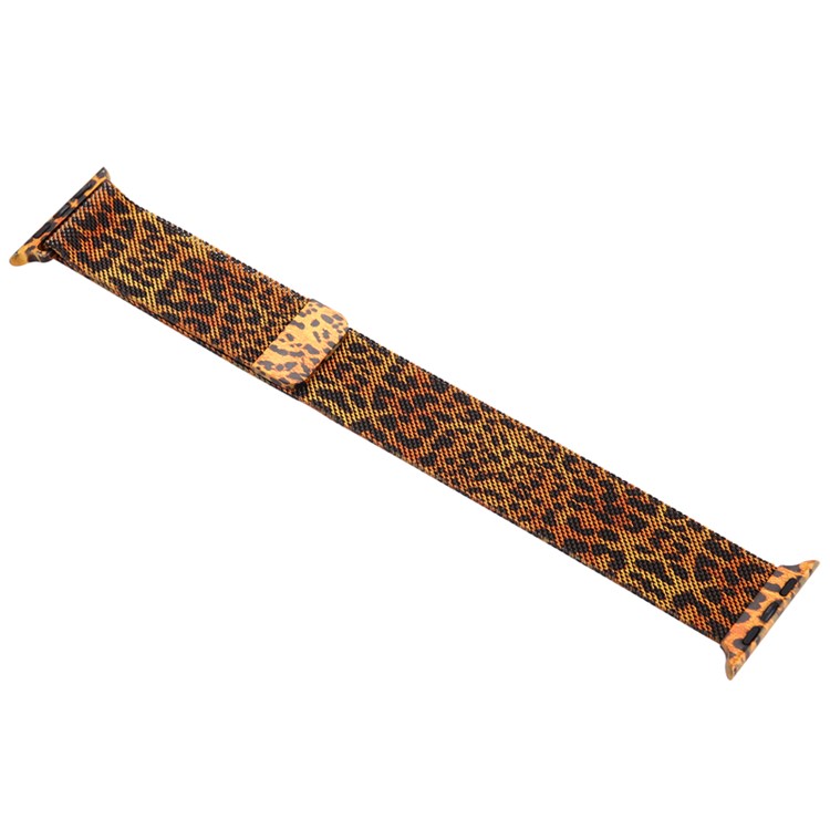 For Apple Watch Series 5 4 40mm/3/2/1 38mm Pattern Printing Magnetic Milanese Wrist Watch Strap - Leopard Pattern-5