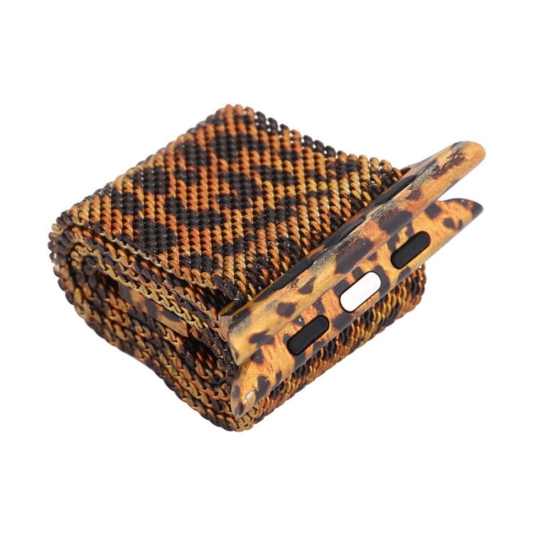 For Apple Watch Series 5 4 40mm/3/2/1 38mm Pattern Printing Magnetic Milanese Wrist Watch Strap - Leopard Pattern-6