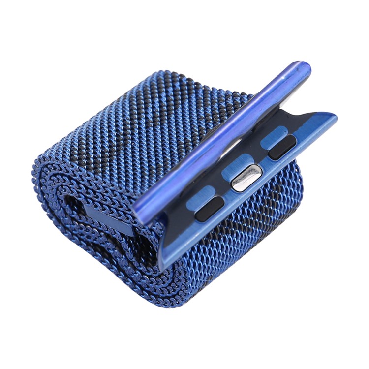 Para Apple Watch Series 3 / 2 / 1 38 Milímetros Padrão De Impressão Magnética Milanesa Pulseira De Relógio - Camuflar / Azul-5
