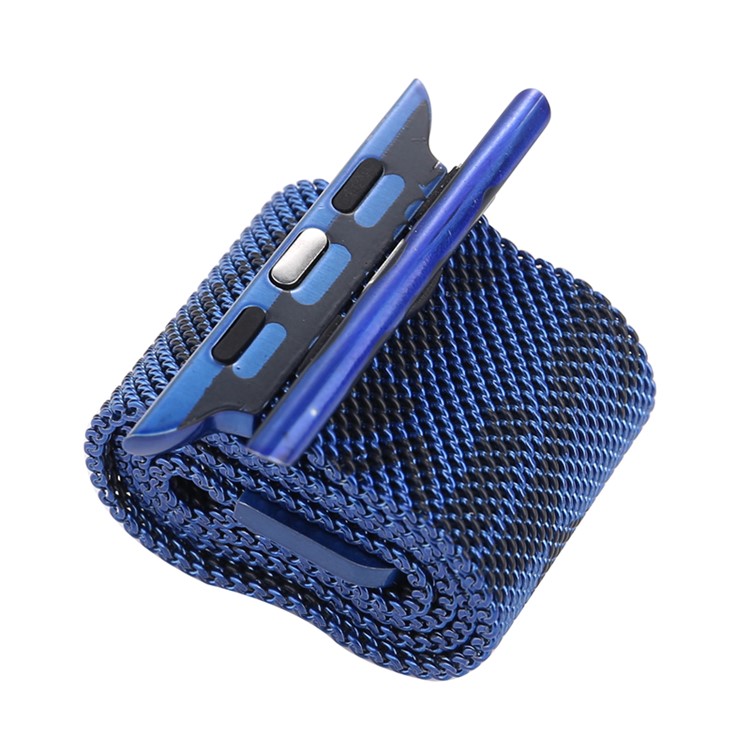 Para Apple Watch Series 3 / 2 / 1 38 Milímetros Padrão De Impressão Magnética Milanesa Pulseira De Relógio - Camuflar / Azul-6