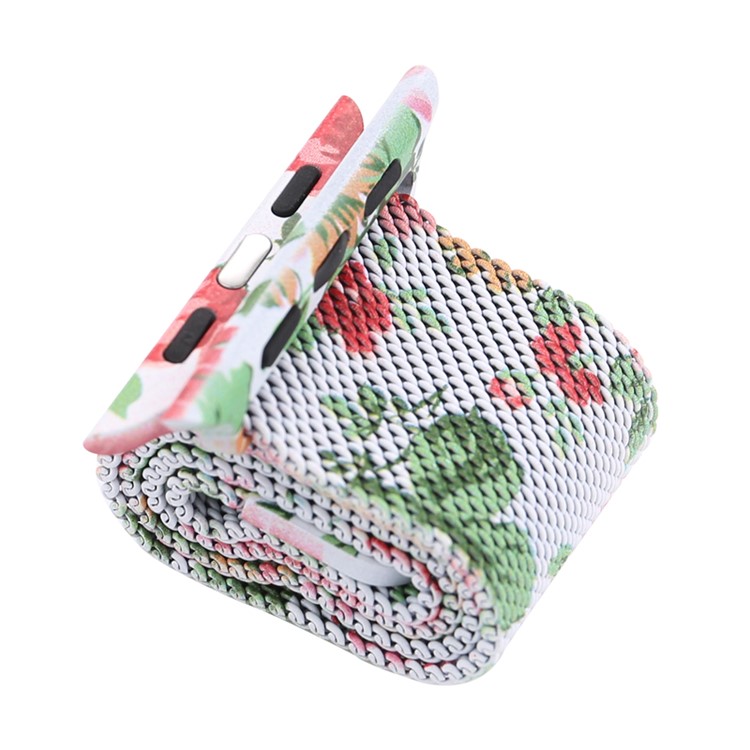 For Apple Watch Series 4 40mm/3/2/1 38mm Chic Pattern Printing Magnetic Milanese Wristwatch Strap - Rose Pattern-6
