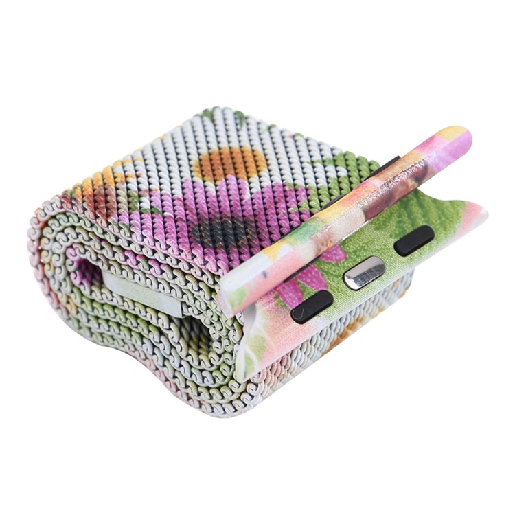 For Apple Watch Series 4 40mm/3/2/1 38mm Pattern Printing Magnetic Replacement Milanese Wrist Watch Band - Sunflower Pattern-5