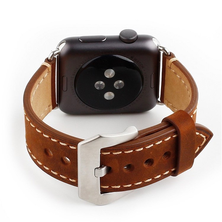 Matte Skin PU Leather Watch Strap Replacement for Apple Watch Series 4 44mm, Series 3 / 2 / 1 42mm - Brown-4
