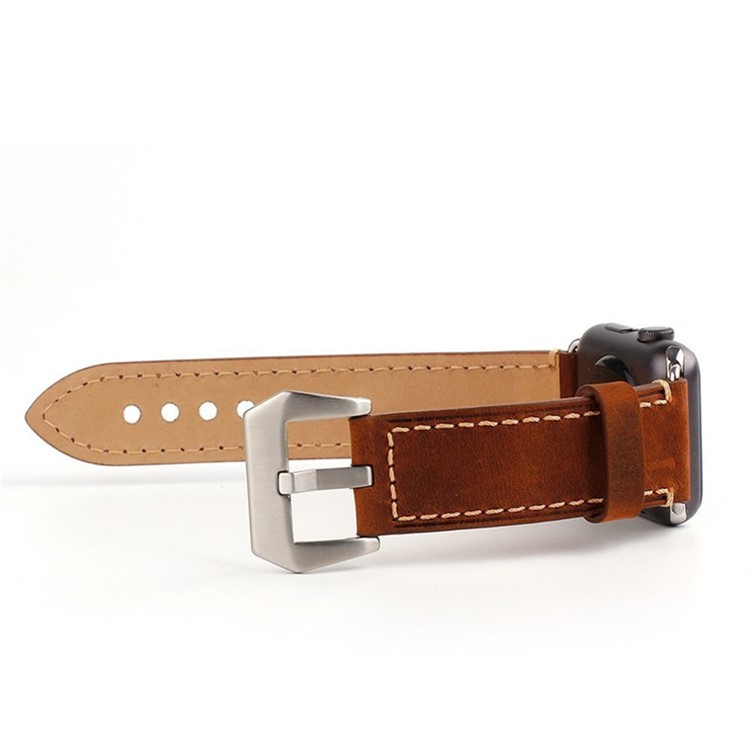 Matte Skin PU Leather Watch Strap Replacement for Apple Watch Series 4 44mm, Series 3 / 2 / 1 42mm - Brown-5