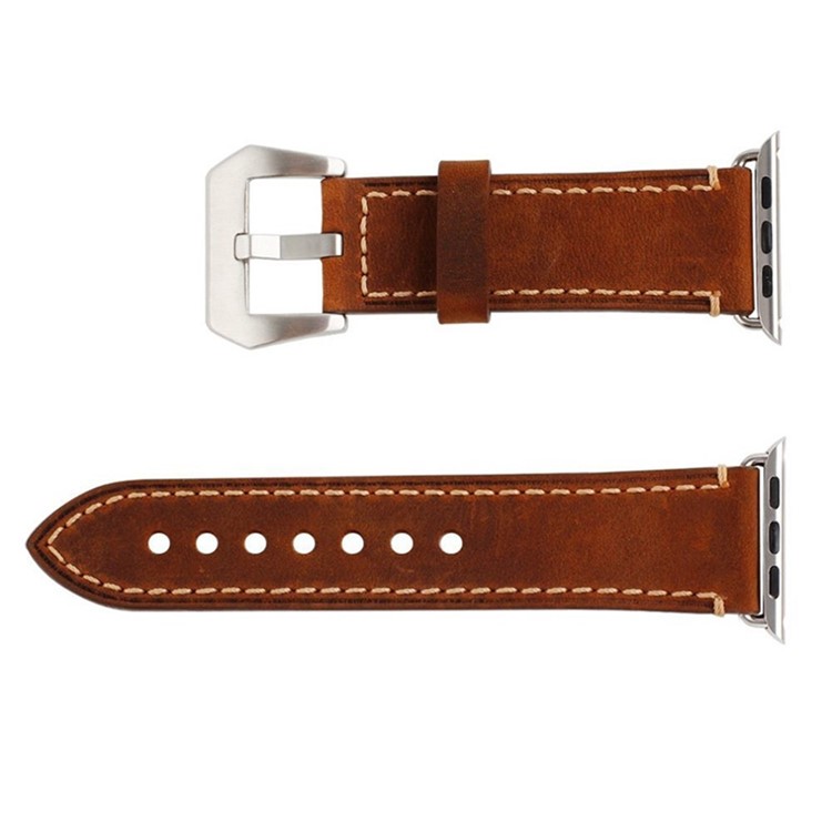 Matte Skin PU Leather Watch Strap Replacement for Apple Watch Series 4 44mm, Series 3 / 2 / 1 42mm - Brown-6