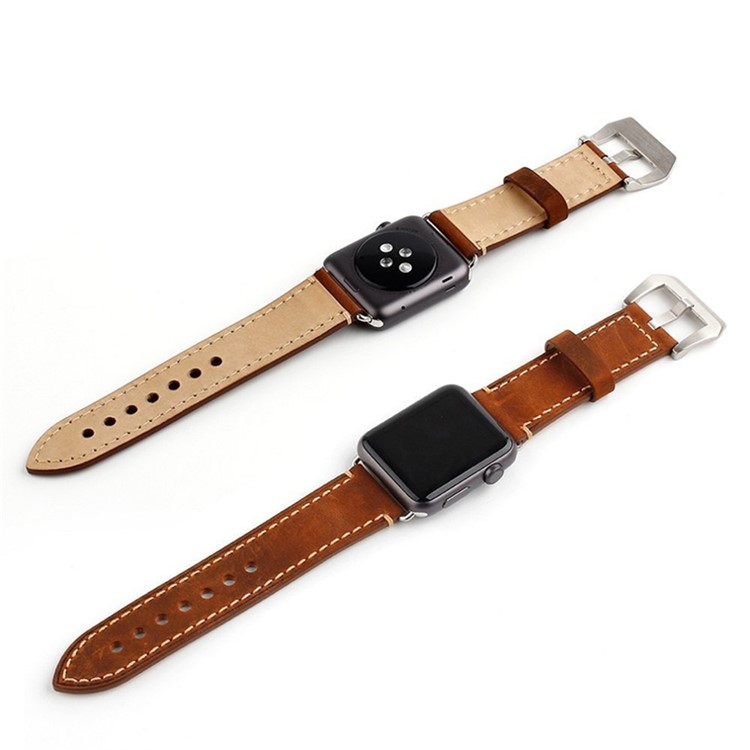 Matte Skin PU Leather Watch Strap Replacement for Apple Watch Series 4 44mm, Series 3 / 2 / 1 42mm - Brown-8