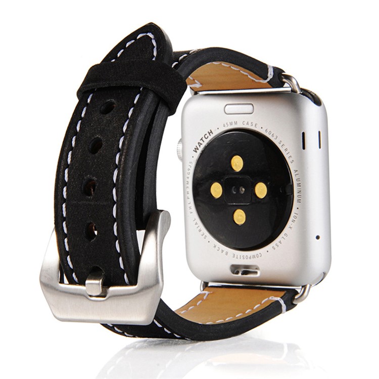 

Matte Skin PU Leather Watch Band Strap Replacement for Apple Watch Series 4 40mm, Series 3 / 2 / 1 38mm - Black