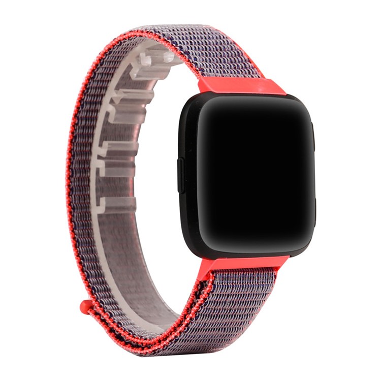 Velcro Magnetic Nylon Wristwatch Strap Replacement for Fitbit Versa - Red-3