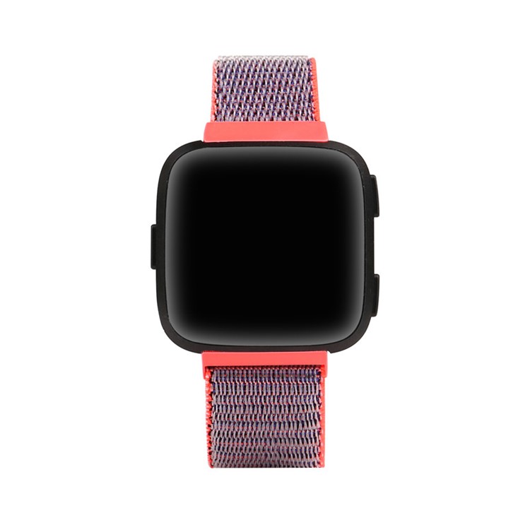 Velcro Magnetic Nylon Wristwatch Strap Replacement for Fitbit Versa - Red-4