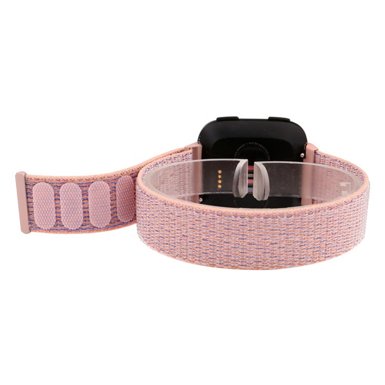 Velcro Magnetic Nylon Wristwatch Band Replacement for Fitbit Versa - Pink-2