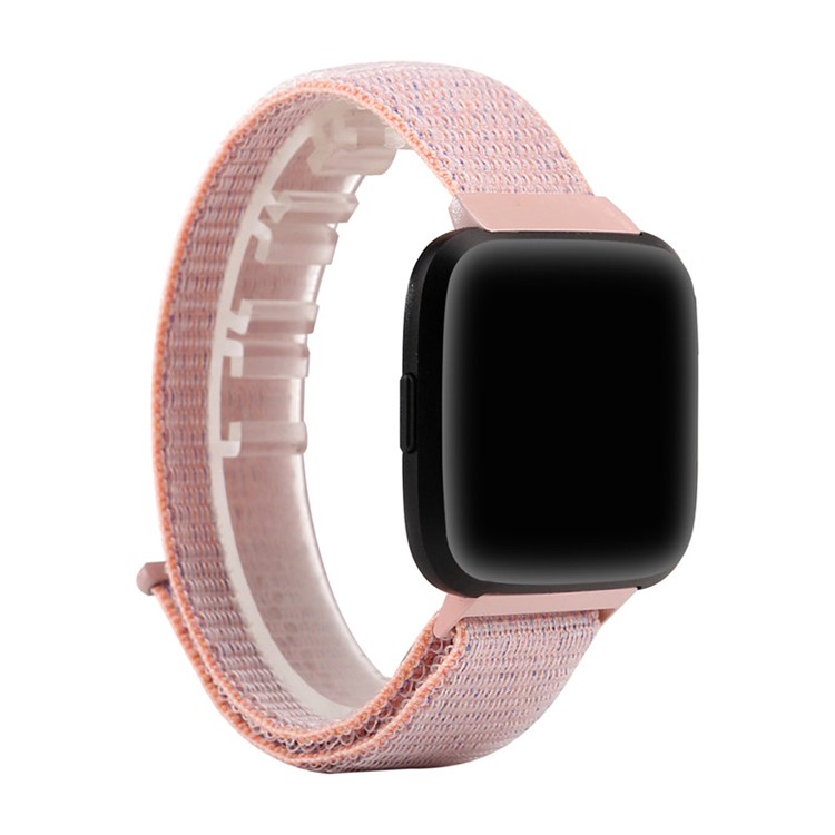 Velcro Magnetic Nylon Wristwatch Band Replacement for Fitbit Versa - Pink-3