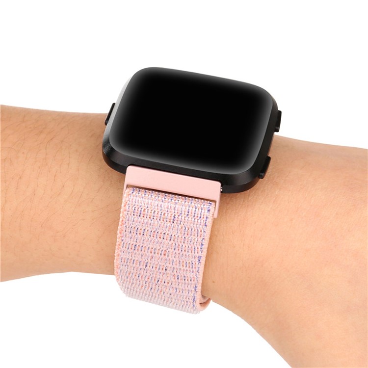 Velcro Magnetic Nylon Wristwatch Band Replacement for Fitbit Versa - Pink-5