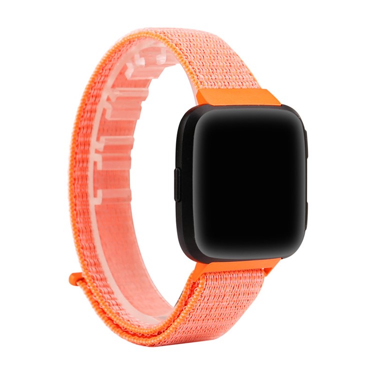 Velcro Magnetic Nylon Watch Strap for Fitbit Versa - Orange-3