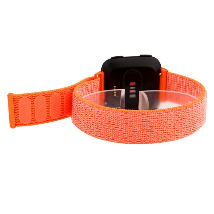 Velcro Magnetic Nylon Watch Strap for Fitbit Versa - Orange-4
