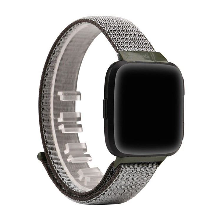 Velcro Magnetic Nylon Wristwatch Strap for Fitbit Versa - Army Green-3