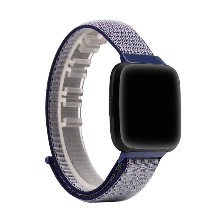 Velcro Magnetic Flexible Nylon Watch Strap Replacement for Fitbit Versa - Blue-3