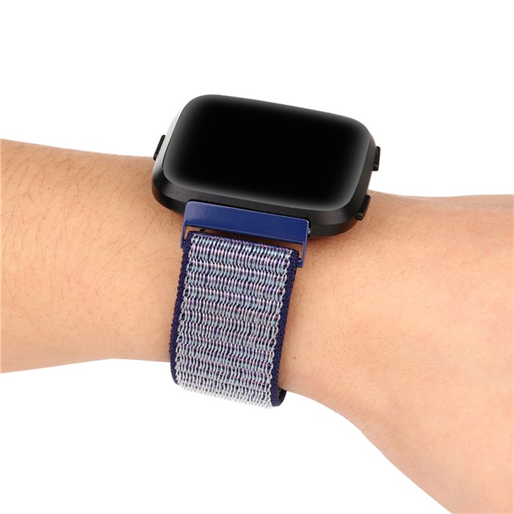 Velcro Magnetic Flexible Nylon Watch Strap Replacement for Fitbit Versa - Blue-5