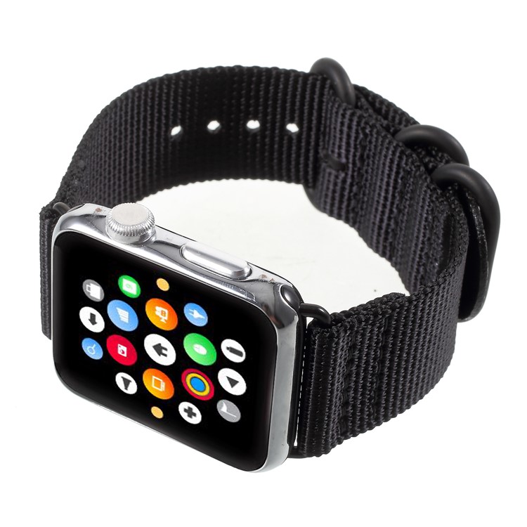 Buckle Closure Nylon Watch Band for Apple Watch Series 3/2/1 38mm - Black-10