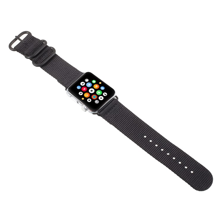 Buckle Closure Nylon Watch Band for Apple Watch Series 3/2/1 38mm - Black-8