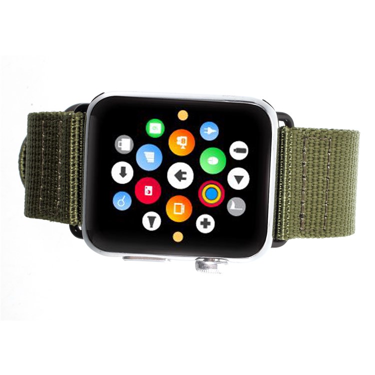 Buckle Closure Nylon Watch Band Replacement for Apple Watch Series 5 4 40mm / Series 3 2 1 38mm - Army Green-4