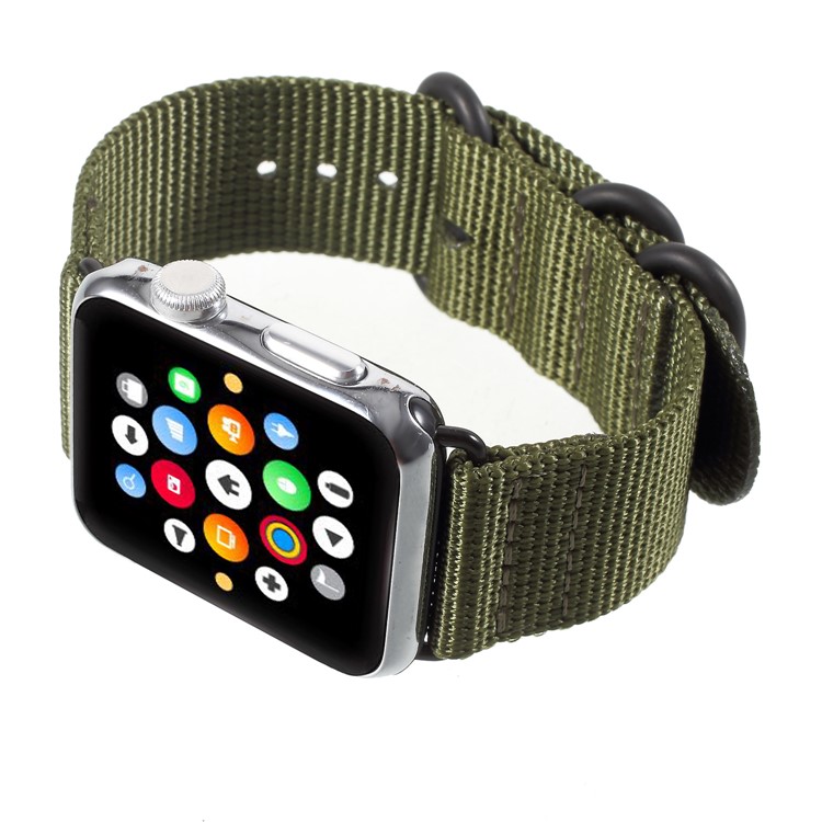 Buckle Closure Nylon Watch Band Replacement for Apple Watch Series 5 4 40mm / Series 3 2 1 38mm - Army Green-5