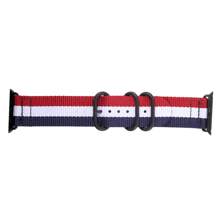 Buckle Closure Nylon Watch Wrist Band for Apple Watch Series 4 40mm / Series 3 2 1 38mm - Red / White / Blue-2