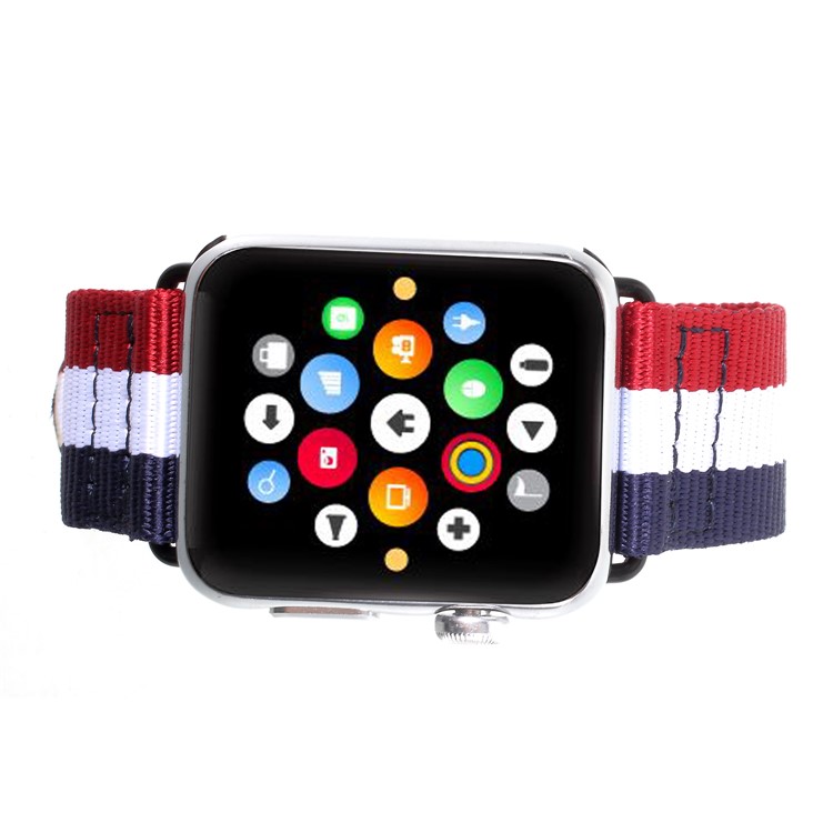 Buckle Closure Nylon Watch Wrist Band for Apple Watch Series 4 40mm / Series 3 2 1 38mm - Red / White / Blue-4