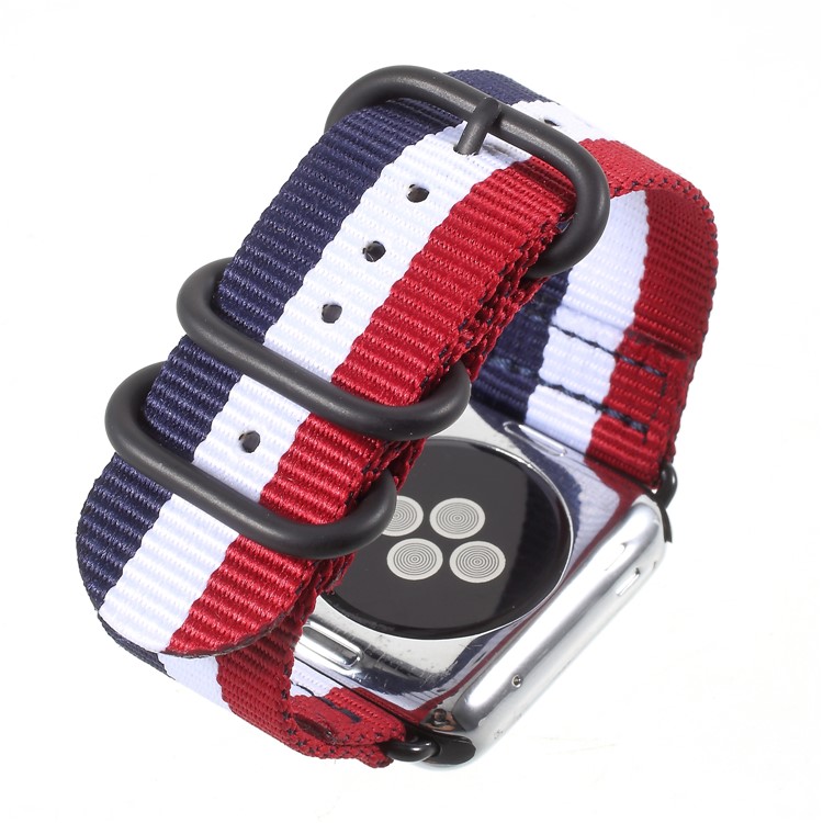 Buckle Closure Nylon Watch Wrist Band for Apple Watch Series 4 40mm / Series 3 2 1 38mm - Red / White / Blue-6