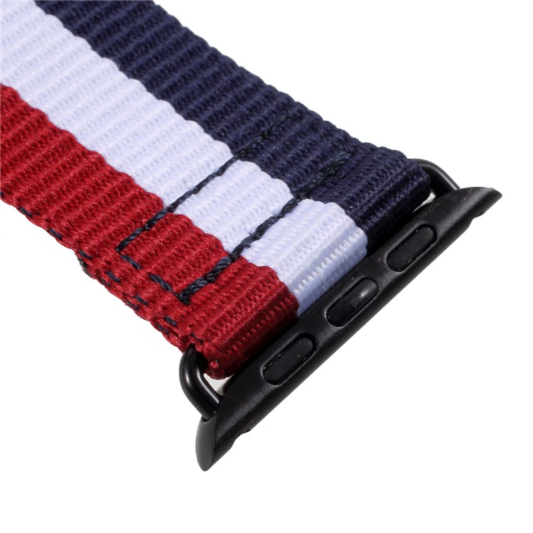 Buckle Closure Nylon Watch Wrist Band for Apple Watch Series 4 40mm / Series 3 2 1 38mm - Red / White / Blue-8