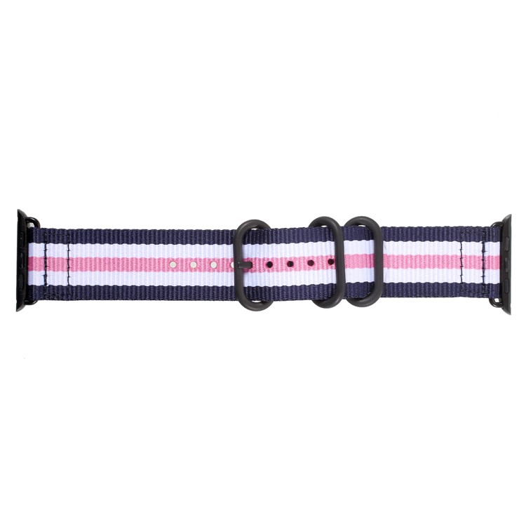 Buckle Closure Nylon Watch Wrist Bracelet for Apple Watch Series 4 40mm / Series 3 2 1 38mm - Blue / White / Pink-2