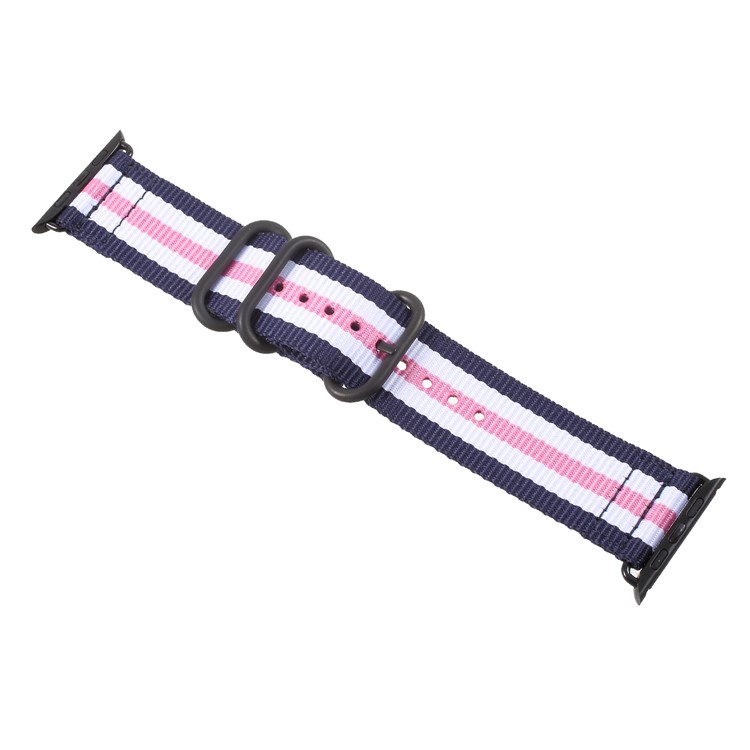 Buckle Closure Nylon Watch Wrist Bracelet for Apple Watch Series 4 40mm / Series 3 2 1 38mm - Blue / White / Pink-3
