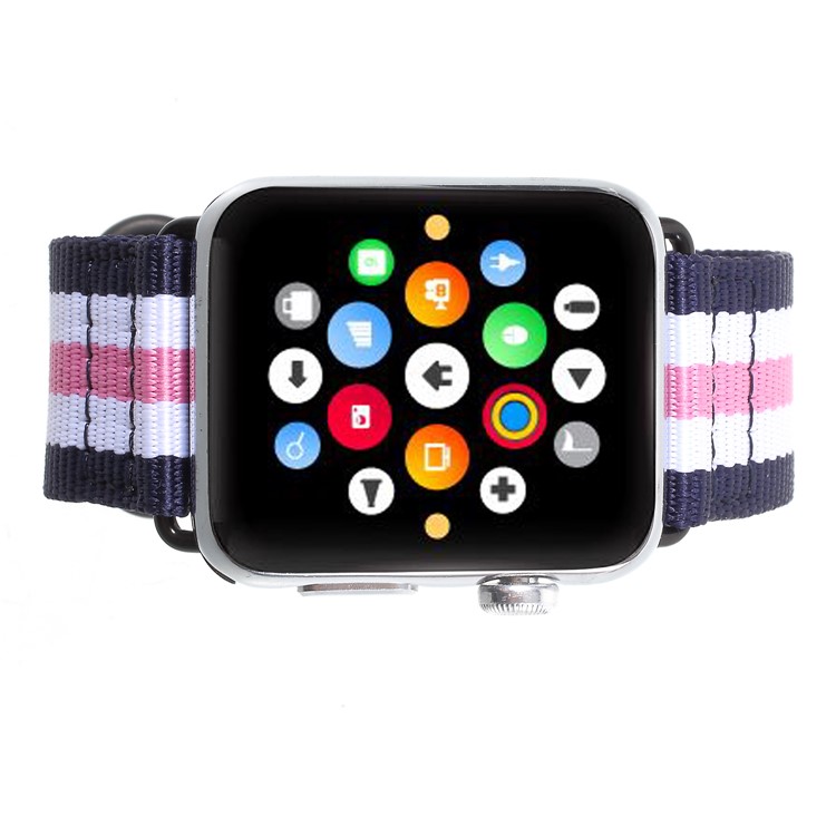 Buckle Closure Nylon Watch Wrist Bracelet for Apple Watch Series 4 40mm / Series 3 2 1 38mm - Blue / White / Pink-4