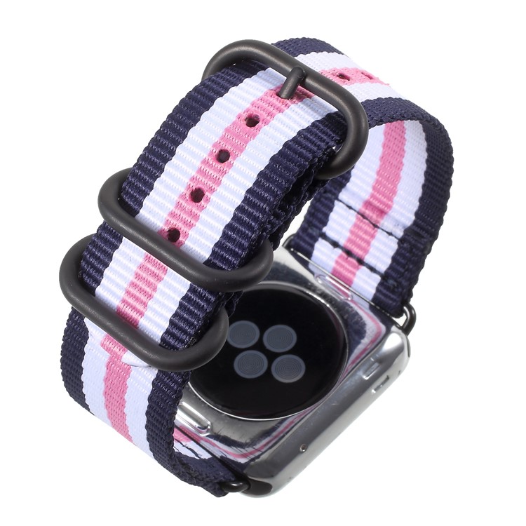 Buckle Closure Nylon Watch Wrist Bracelet for Apple Watch Series 4 40mm / Series 3 2 1 38mm - Blue / White / Pink-6