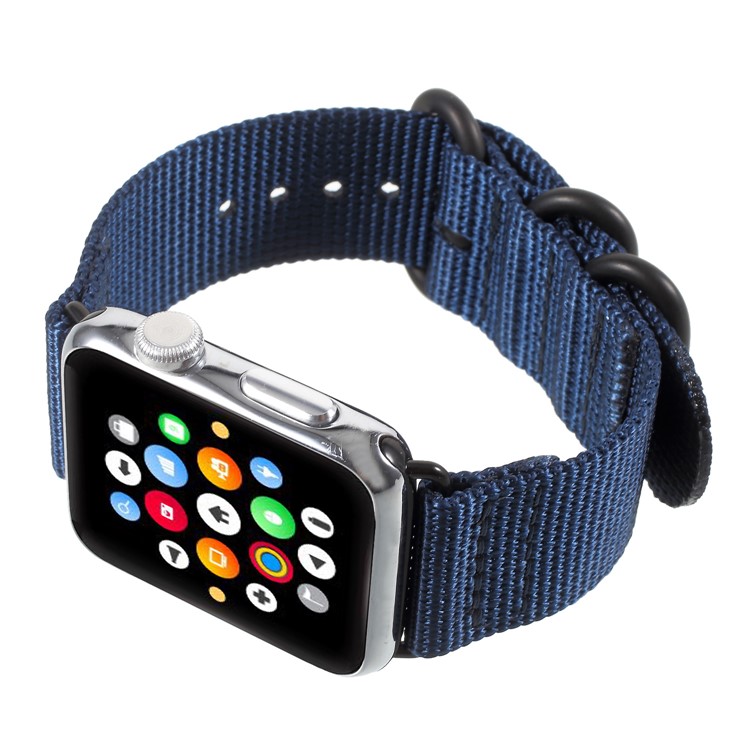 Buckle Closure Nylon Watch Bracelet Replacement for Apple Watch Series 3/2/1 38mm - Blue-5