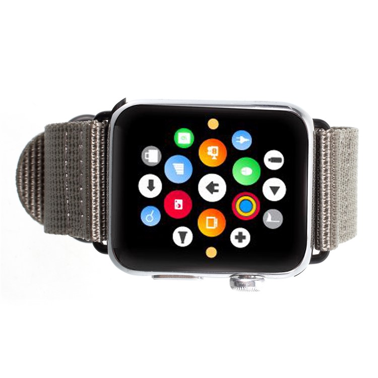 Buckle Closure Nylon Watch Strap Replacement for Apple Watch Series 5 4 44mm / Series 3 2 1 42mm - Grey-3