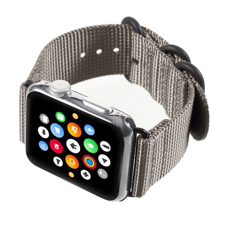 Buckle Closure Nylon Watch Strap Replacement for Apple Watch Series 5 4 44mm / Series 3 2 1 42mm - Grey-4