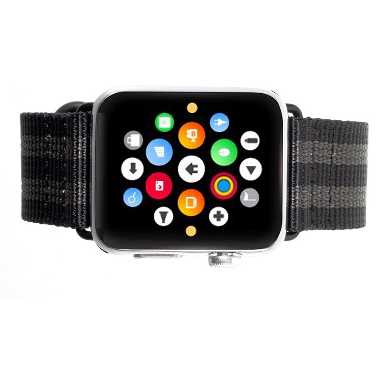 Schnallenverschluss Nylon Uhr Armband Für Apple Watch Serie 3/2/1 42mm - Schwarz / Grau-4