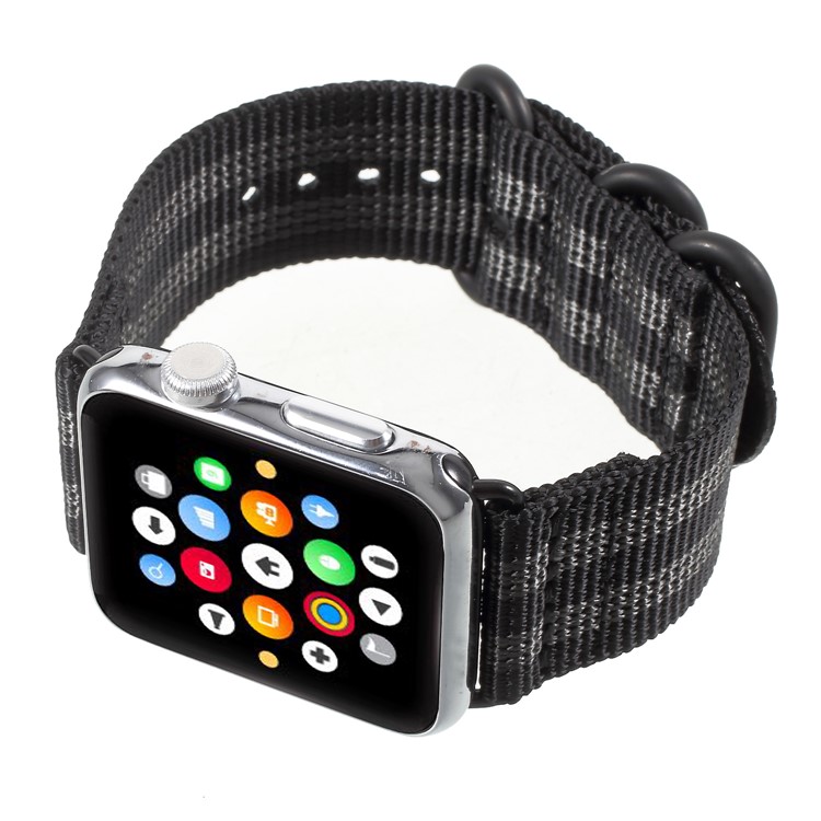 Schnallenverschluss Nylon Uhr Armband Für Apple Watch Serie 3/2/1 42mm - Schwarz / Grau-5