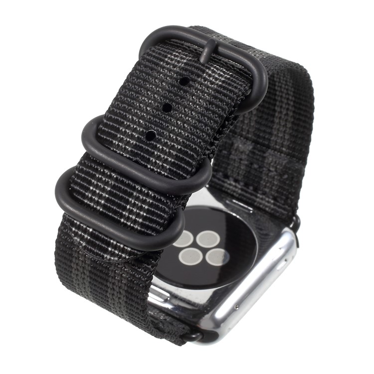 Schnallenverschluss Nylon Uhr Armband Für Apple Watch Serie 3/2/1 42mm - Schwarz / Grau-6