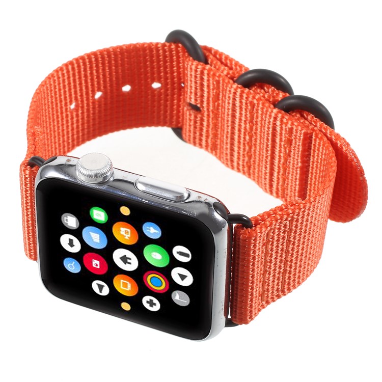Buckle Closure Nylon Watch Bracelet for Apple Watch Series 5 4 44mm / Series 3 2 1 42mm - Orange-3