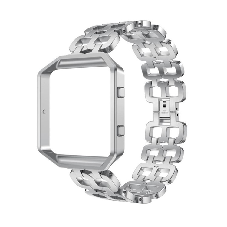 Stylish 8-Shape Stainless Steel Watch Strap + Watch Frame for Fitbit Blaze - Silver-1