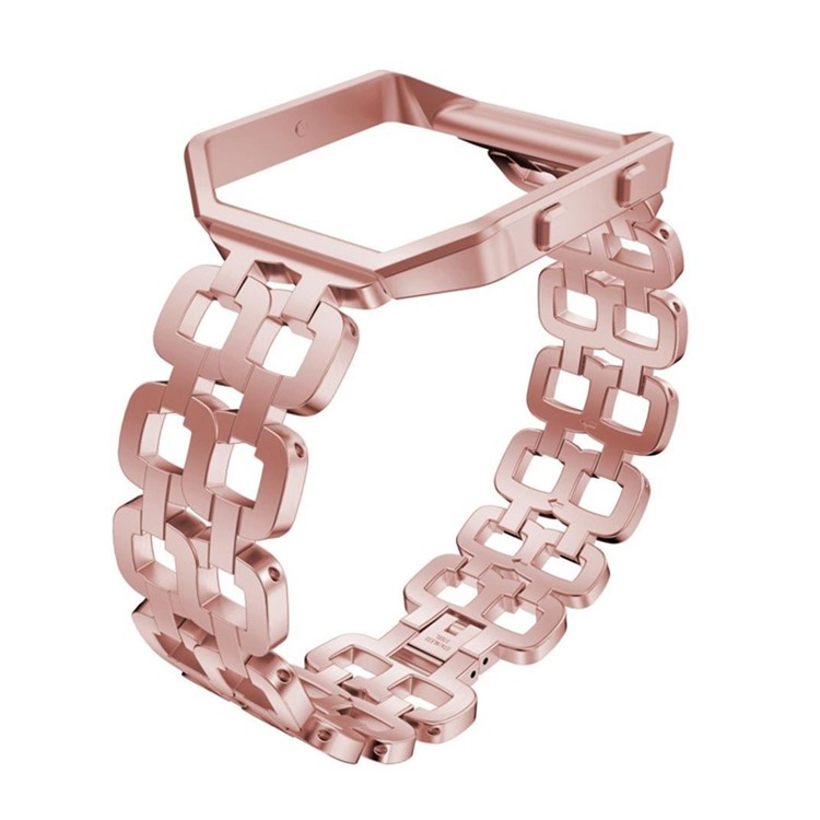 Stylish 8-Shape Stainless Steel Watch Bracelet + Watch Frame for Fitbit Blaze - Pink-2