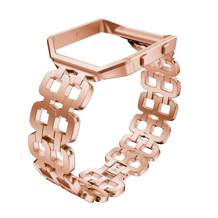 Stylish 8-Shape Stainless Steel Watch Bracelet + Watch Frame for Fitbit Blaze - Rose Gold-2
