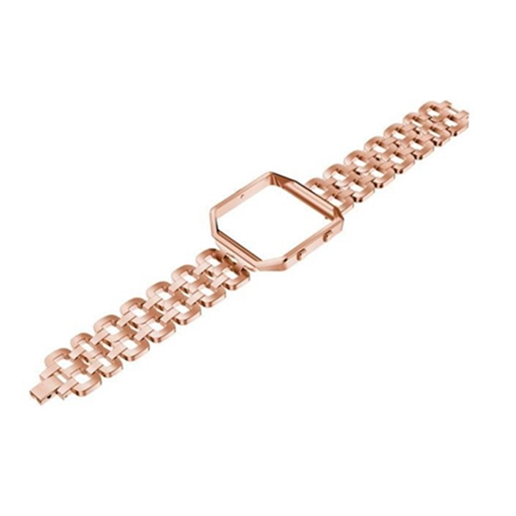 Stylish 8-Shape Stainless Steel Watch Bracelet + Watch Frame for Fitbit Blaze - Rose Gold-3
