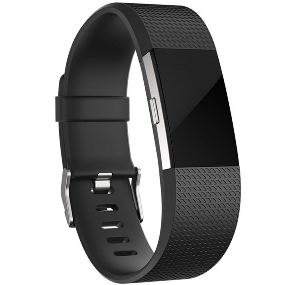 Texturiertes Sport Silikonarmband Für Fitbit Charge 2 - Schwarz-1